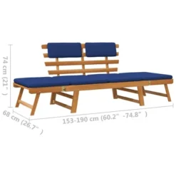 VidaXL Patio Bench Outdoor Garden Bench 2-in-1 Solid Wood Acacia - Brown And Blue 4-Seater -VIDAXL Sale Store GUEST e642df26 781f 4a75 bef4 57878c969a81