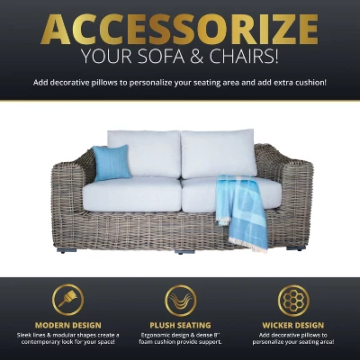 Kinger Home Hawaii 4-Piece Wicker Patio Furniture Set, Outdoor Conversation Patio Set With Deep Seating 3 Kinger Home Hawaii 4-Piece Wicker Patio Furniture Set, Outdoor Conversation Patio Set With Deep Seating - Image 3