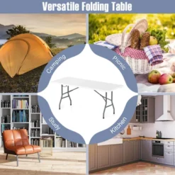 Tangkula 3 PCS Folding Picnic Table Set W/ 6 Ft Table & 2 Benches HDPE Tabletop Bench Top Coffee -VIDAXL Sale Store GUEST e6b81e42 71e1 45aa b2a6 0164ef9f0329