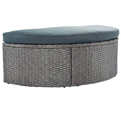 2pc Outdoor Wicker Conversation Sectional Set With Cushions & Half-Moon Side Table For Umbrella - Gray - GODEER 8 2pc Outdoor Wicker Conversation Sectional Set With Cushions & Half-Moon Side Table For Umbrella - Gray - GODEER - Image 8