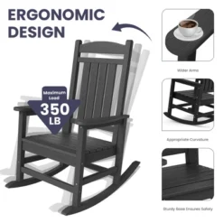 Hyleory HDPE Patio Rocking Adirondack Chair, Extra Wide Outdoor Chair For All Seasons -VIDAXL Sale Store GUEST e72dad43 dd71 4cde 95b2 9e6fd9bb2cce