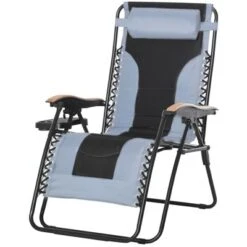 Outsunny Outdoor Lounge Chair, Oversized Zero Gravity Folding Recliner Chair With Removable Pillow, Convenient Cup Holders, & Durable Material For Beach, Pool, Balcony, Lawn, Backyard -VIDAXL Sale Store GUEST e7e6e96e 2b7e 4540 8f38 554c1ffe1ccd