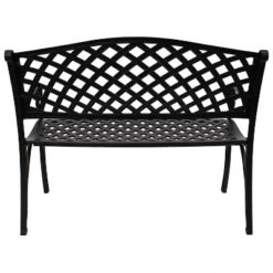 Sunnydaze Decor Sunnydaze 2-Person Checkered Design Cast Aluminum Outdoor Patio Bench, Black -VIDAXL Sale Store GUEST e9199545 614a 45fa bc83 71bf1ec2dd99