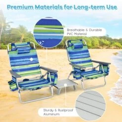Gymax Beach Chair Set Portable Camping Chairs With 5 Adjustable Positions 3 Pieces Folding Beach Chair And Table Set No Assembly Required -VIDAXL Sale Store GUEST ea33cb53 edd8 4123 afff 6b685c35ad55