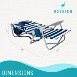 Camco Ostrich 3N1 Outdoor Lightweight Aluminum 5-Position Reclining Beach Chair And On-Your-Back Outdoor Lounge 5-Position Beach Chair, Striped Blue -VIDAXL Sale Store GUEST eafbda32 5bbc 4866 b887 ccb3fe8fbf5f