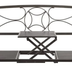 Metal Garden Bench With Retractable Table Black - Alpine Corporation -VIDAXL Sale Store GUEST eb07d3c0 7b80 41a6 acd2 895cf120226d