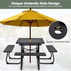 Costway Outdoor 8-person Square Picnic Table Bench Set With 4 Benches & Umbrella Hole Black/Grey/Green/White 16 Costway Outdoor 8-person Square Picnic Table Bench Set With 4 Benches & Umbrella Hole Black/Grey/Green/White -VIDAXL Sale Store GUEST eb222a8c c464 4122 8c8f c5483253a9c0