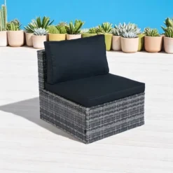 Mshliw 6-Piece Patio Wicker Sectional Conversation Set With Space-Saving Design, Grey Wicker & Black Cushions For Outdoor, Backyard, Or Patio -VIDAXL Sale Store GUEST eb8f87a0 c9de 49d0 9610 0e9b32336082