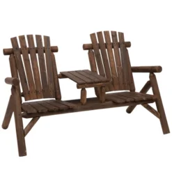 Outsunny Wood Adirondack Patio Chair Bench With Center Coffee Table, Perfect For Lounging And Relaxing Outdoors -VIDAXL Sale Store GUEST ec0a935b 5b81 458a 847d 18694f39059c