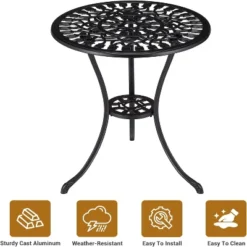 GustoWave 60cm Round Garden Side Table, Outdoor Coffee Table, Vintage All-Weather Small Patio Side Table For Balcony, Backyard And Poolside -VIDAXL Sale Store GUEST ece8ab29 1567 444f b3a1 ab3a10d9b7eb