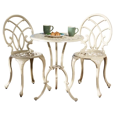 Anacapa 3pc Cast Aluminum Patio Bistro Set - Sand - Christopher Knight Home 1 Anacapa 3pc Cast Aluminum Patio Bistro Set - Sand - Christopher Knight Home
