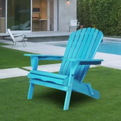 Set Of 2 Solid Cedar Wood Adirondack Chairs,Folding Embossed Outdoor Adirondack Chair,Wooden Patio Lounge Chair For Garden Poolside-Coolbibila