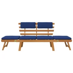 VidaXL Patio Bench Outdoor Garden Bench 2-in-1 Solid Wood Acacia - Brown And Blue 4-Seater -VIDAXL Sale Store GUEST ee3c6a91 0d4c 44b3 b742 6b737bca41f1