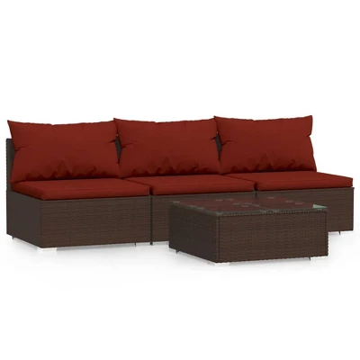 VidaXL Garden Lounge Set Brown PE Rattan Medium Modular 10 VidaXL Garden Lounge Set Brown PE Rattan Medium Modular - Image 10