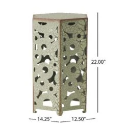 CAVINAS Set Of 2 Crackle Pattern Outdoor Accent Tables, Fleur-de-lis Design Vintage Outdoor Patio Side Table, Indoor/Outdoor Patio End Tables