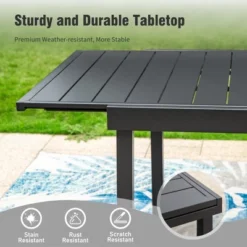 Captiva Designs 9pc Patio Dining Black Expandable Steel Rectangle Table & Foldable Padded Sling Chairs -VIDAXL Sale Store GUEST ef30c7e9 c166 4756 8c80 cf9b3610c574