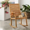 Logan Teak Patio Rocking Chair With Bottle Holder - Light Brown - Cambridge Casual -VIDAXL Sale Store GUEST ef682890 3f40 4b2b b952 23033953a903