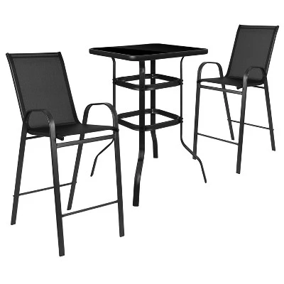 Flash Furniture Outdoor Dining Set - 2-Person Bistro Set - Outdoor Glass Bar Table With All-Weather Patio Stools 11 Flash Furniture Outdoor Dining Set - 2-Person Bistro Set - Outdoor Glass Bar Table With All-Weather Patio Stools - Image 11