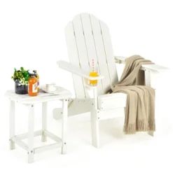 Tangkula Patio 2PCS Adirondack Chair Side Table Set Outdoor Chair Set With End Table Weather Resistant Cup Holder For Backyard Garden White -VIDAXL Sale Store GUEST f0967f33 46fb 4485 9909 5e0d99789d5e