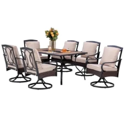 2pk Outdoor Swivel Chairs With Metal Frame, Wicker & Seat & Back Cushions - Captiva Designs -VIDAXL Sale Store GUEST f09b007c e004 428c b8b0 04d8e44bbf4f