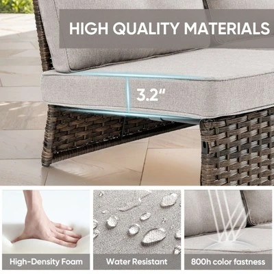 POCASSY Outdoor Sectional Sofa, L Shaped Sectional Couch With All Weather Wicker And Olefin Fabric Cushion Cover, 2 Pieces Sectional Sofa For Balcony 4 POCASSY Outdoor Sectional Sofa, L Shaped Sectional Couch With All Weather Wicker And Olefin Fabric Cushion Cover, 2 Pieces Sectional Sofa For Balcony - Image 4