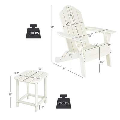 Costway 3PCS Patio Adirondack Chair & Side Table Set Weather Resistant W/ Cup Holder 1 Costway 3PCS Patio Adirondack Chair & Side Table Set Weather Resistant W/ Cup Holder