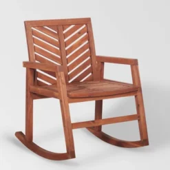 Slatted Chevron Acacia Wood Patio Rocking Chair - Saracina Home -VIDAXL Sale Store GUEST f151487d 0b98 494d 81f7 e490221f43f1