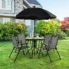 Costway 6 PCS Patio Dining Set Folding Chairs Glass Table Tilt Umbrella Garden -VIDAXL Sale Store GUEST f1dd77c6 0e67 4244 b3c3 abf51f5c450a