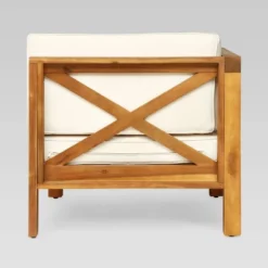 Brava 4pc Acacia Modular Sofa And Table Set - Teak/Beige - Christopher Knight Home -VIDAXL Sale Store GUEST f24f34f1 1677 4be5 b2fd 9af1fb3ac56e