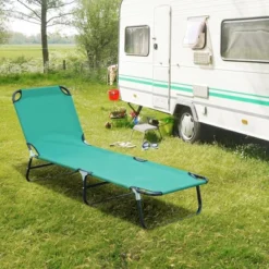 Outsunny Portable Outdoor Sun Lounger, Lightweight Folding Chaise Lounge Chair W/ 5-Position Adjustable Backrest For Beach, Poolside And Patio