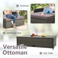 Costway Patio Rattan Daybed Set Wicker Loveseat Sofa With Ottoman & Retractable Side Tray -VIDAXL Sale Store GUEST f3357fa6 08d2 4f08 85d3 c26b318aaeac