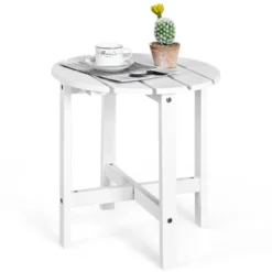 Tangkula 18’’ Outdoor Round Side Table Wooden Coffee Table Suitable For Garden Patio Balcony White/Gray/Black -VIDAXL Sale Store GUEST f359f0dc 58a7 4ecb a7db 9d79f28323bb