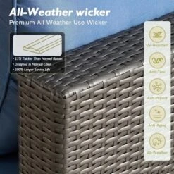 XIZZI Modular Patio Furniture Set, Outdoor Sofa Set With Corner Units, Center Sofas & Coffee Table, Durable & All-Weather Design, 7 Pcs/Set, Dark Blue -VIDAXL Sale Store GUEST f3748e67 ed27 4ba4 821e f4caea9f659f