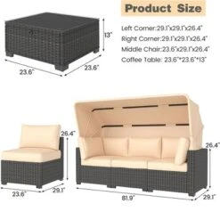 Whizmax 6 Pieces Outdoor Patio Sectional Sofa Couch, Brown PE Wicker Furniture Conversation Sets With Beige Cushions & Glass Coffee Table -VIDAXL Sale Store GUEST f3a41549 19d1 4a12 987b ba8a2a9ce579