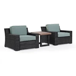 Beaufort 3pc Outdoor Wicker Seating Set With Side Table - Mist - Crosley -VIDAXL Sale Store GUEST f3c534e0 c8eb 42b4 8782 d9b0061e61ee