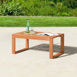 Grafton 39.5" Eucalyptus Wood Outdoor Coffee Table - Natural - Alaterre Furniture