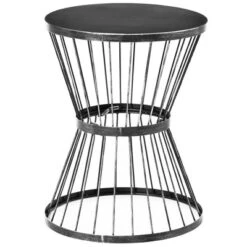 CAVINAS 16" Steel Patio Side Table,Hourglass Design Outdoor End Table With Space-Saving Stackable Design,Patio Table For Garden,Patio,Black