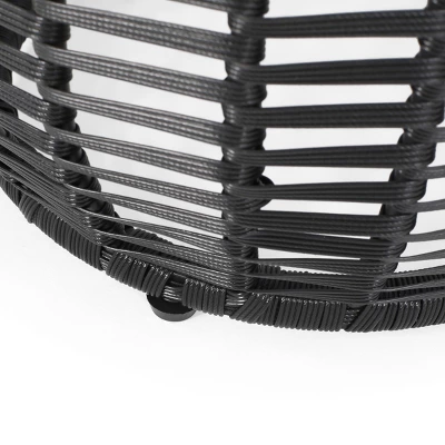 15.5'' Round Rattan Side Table With Tempered Glass Top,Boho Outdoor Accent Table For Patio Or Balcony-Cuddlewood 5 15.5'' Round Rattan Side Table With Tempered Glass Top,Boho Outdoor Accent Table For Patio Or Balcony-Cuddlewood - Image 5