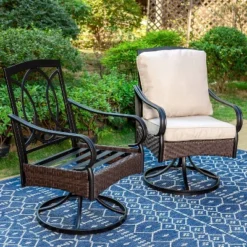 2pk Outdoor Swivel Chairs With Metal Frame, Wicker & Seat & Back Cushions - Captiva Designs -VIDAXL Sale Store GUEST f457533c caa1 4ca8 a027 ac01c71ff0f9