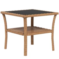 Sapphtopaz Modern Outdoor End Table Outdoor Side Table, Patio Table Small Table For Backyard, Balcony, Porch