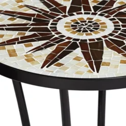 Teal Island Designs Modern Black Round Outdoor Accent Side Table 14" Wide Brown Sunburst Mosaic Tabletop For Front Porch Patio House -VIDAXL Sale Store GUEST f468516f a2ba 4164 b7ee 9889d95d6bf8