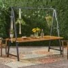 Huckleberry Rectangle Acacia Wood Patio Dining Table With Iron Plant Hanger Teak/Black - Christopher Knight Home -VIDAXL Sale Store GUEST f47a3131 4b1a 40c5 b1df cf7788b0f2c1