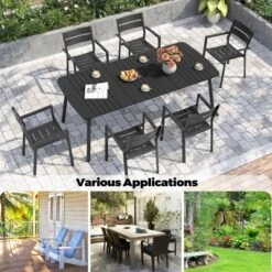 Pellebant 2.1m Patio Dining Table 6-8 People Durable WPC Tabletop Aluminum Frame Indoor/Outdoor Dining Table For Backyards Poolside Gardens -VIDAXL Sale Store GUEST f537b4bb 139c 4488 bbc4 efed25fef246 1