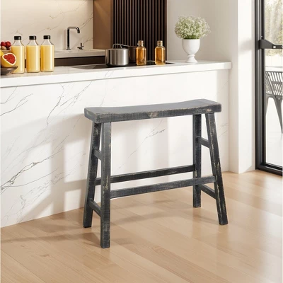 Royal Hampton 33" Wide Bar Height Bench | Trestle Legs With Footrests | Mahogany Wood 7 Royal Hampton 33" Wide Bar Height Bench | Trestle Legs With Footrests | Mahogany Wood - Image 7