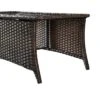 Belord Wicker Outdoor Coffee Table With Tempered Glass Top, 46.5" Wide Rattan Rectangular Coffee Table