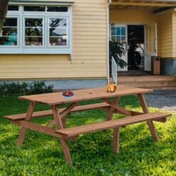 Wooden Picnic Table,Outdoor Camping Dining Table With 2 Seats,2 Built-in Benches,Patio Dining Set -Maison Boucle -VIDAXL Sale Store GUEST f7ff7085 4ed0 4420 9641 5db85178f08b