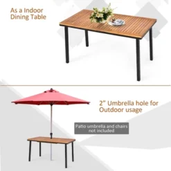 Costway 55'' Patio Rattan Dining Table Acacia Wood Table Top Umbrella Hole -VIDAXL Sale Store GUEST f82a00e0 85d7 46f2 8947 eecc492ce722