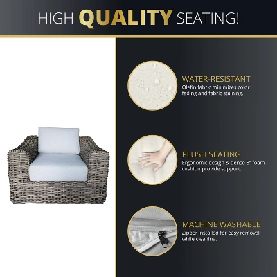 Kinger Home Hawaii 4-Piece Wicker Patio Furniture Set, Outdoor Conversation Patio Set With Deep Seating 5 Kinger Home Hawaii 4-Piece Wicker Patio Furniture Set, Outdoor Conversation Patio Set With Deep Seating - Image 5