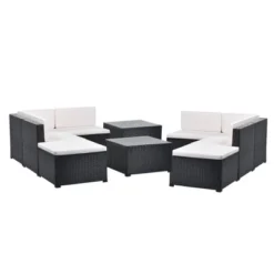 10pc Wicker Patio Sectional Seating Set With Cushion - Black/Beige - GODEER 15 10pc Wicker Patio Sectional Seating Set With Cushion - Black/Beige - GODEER -VIDAXL Sale Store GUEST f91f0d89 ea09 48ac b771 5f52b64f054a
