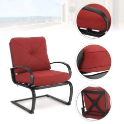 7pc Patio Dining Set With Rectangular Table With Umbrella Hole & Spring Motion Chairs - Burgundy - Captiva Designs -VIDAXL Sale Store GUEST f95515ff cae0 4df5 93cd e46fcbb8a27c